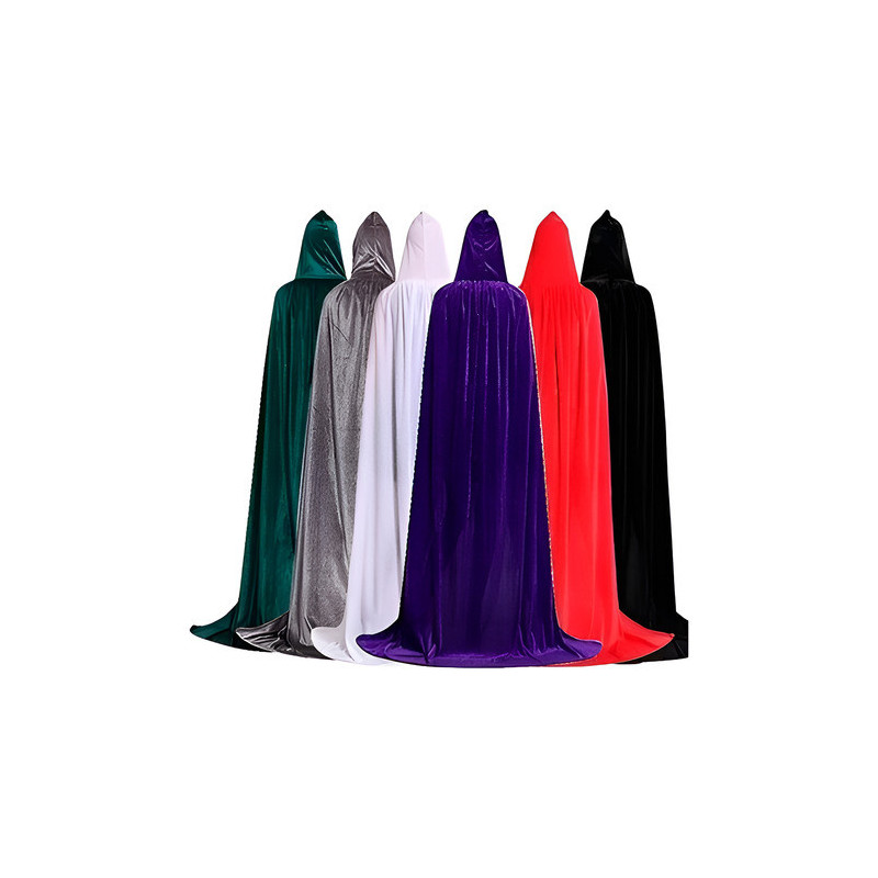 Capa Terciopelo Con Capucha Disfraz Halloween 150 Y 180 Cm