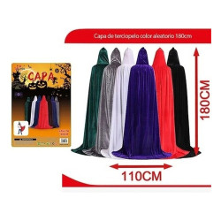 Capa Terciopelo Con Capucha Disfraz Halloween 150 Y 180 Cm
