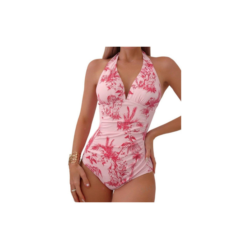 Traje De Baño Shein Una Pieza Diseño Con Estampado Tropical