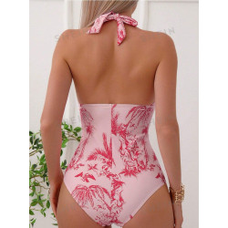 Traje De Baño Shein Una Pieza Diseño Con Estampado Tropical