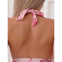 Traje De Baño Shein Una Pieza Diseño Con Estampado Tropical