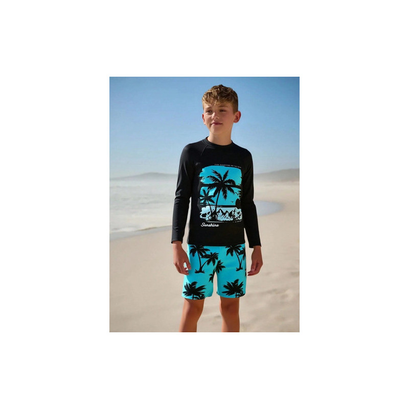 Traje De Baño Shein Niño Adolescente Short Y Polera
