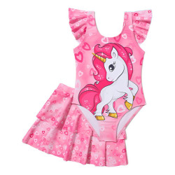 Traje De Baño Niña Shein 4 A 7 Años 1 Pieza Con Falda