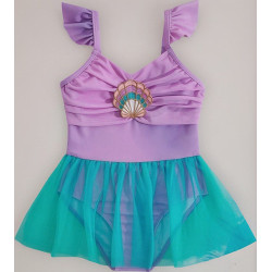 Traje De Baño Niña Shein 4 A 7 Años 1 Pieza Con Falda