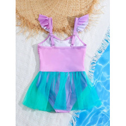 Traje De Baño Niña Shein 4 A 7 Años 1 Pieza Con Falda