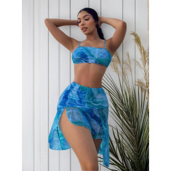 Traje De Baño Shein Para Mujer Bikini Con Falda O Kimono