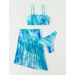 Traje De Baño Shein Para Mujer Bikini Con Falda O Kimono