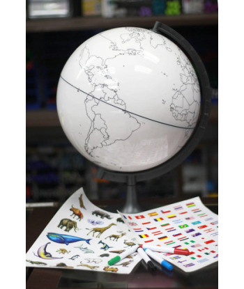 Globo Terráqueo Para Pintar 28 Cm. Globedu003 Blanco Negro