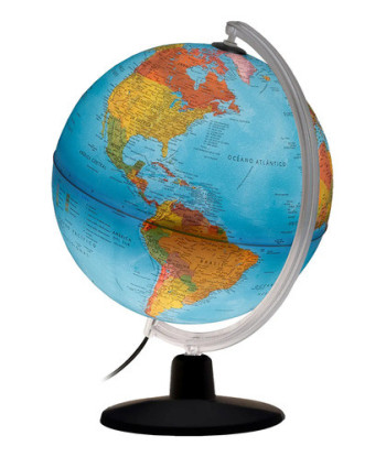  Globo Terráqueo 25 Cm Con Luz Led Modelo Gaia Azul Claro Negro