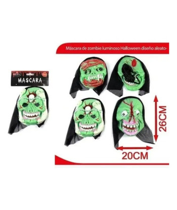 Máscara Zombie Luminoso Halloween Diseño Aleatorio 20x26cm Halloween Mascara